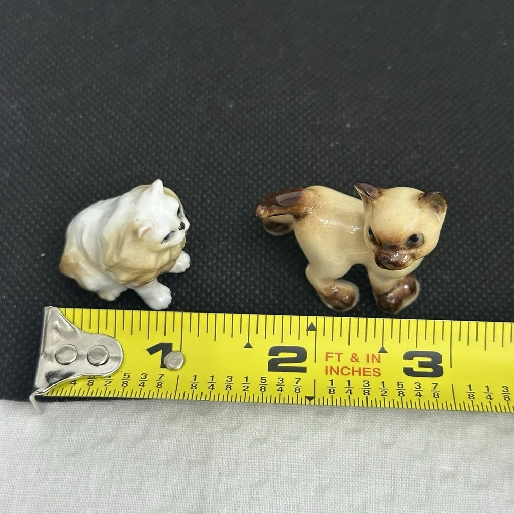 Lot 2 Bone China Ceramic Persian‎ Cat Siamese Hagan Renaker Figurine Miniature